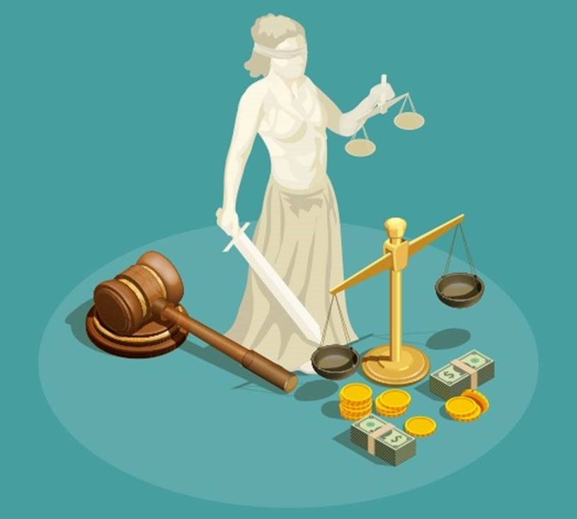 Statue holding scales of justice and a gavel.